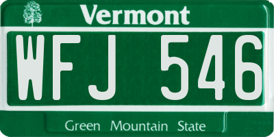 VT license plate WFJ546
