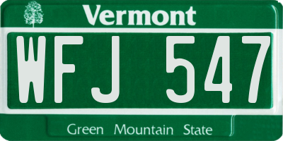 VT license plate WFJ547