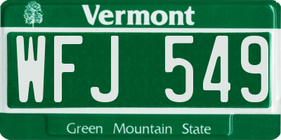 VT license plate WFJ549