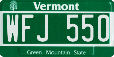 VT license plate WFJ550