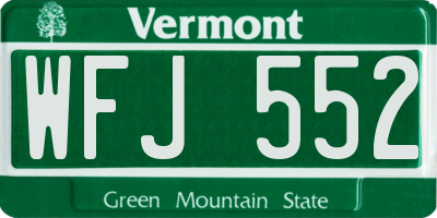 VT license plate WFJ552