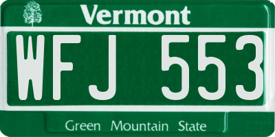 VT license plate WFJ553