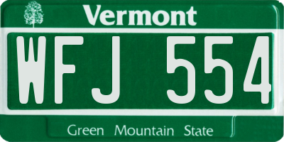 VT license plate WFJ554