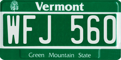 VT license plate WFJ560