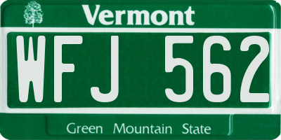 VT license plate WFJ562