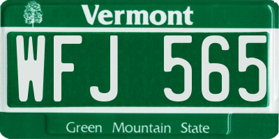 VT license plate WFJ565