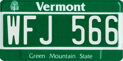 VT license plate WFJ566