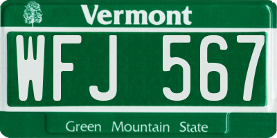 VT license plate WFJ567