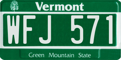 VT license plate WFJ571