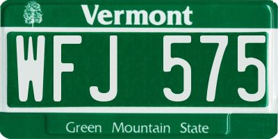 VT license plate WFJ575