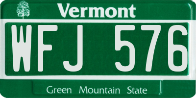 VT license plate WFJ576