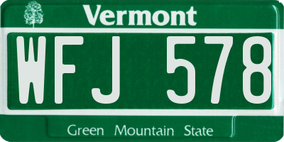 VT license plate WFJ578