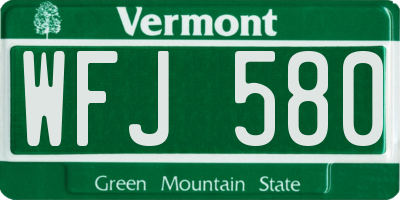VT license plate WFJ580