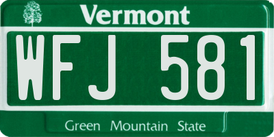 VT license plate WFJ581