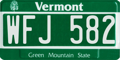 VT license plate WFJ582