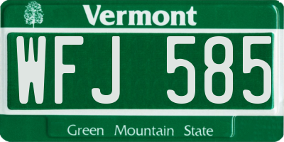 VT license plate WFJ585