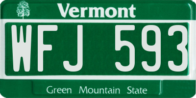 VT license plate WFJ593