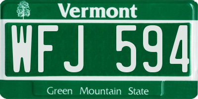 VT license plate WFJ594