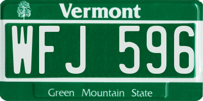 VT license plate WFJ596
