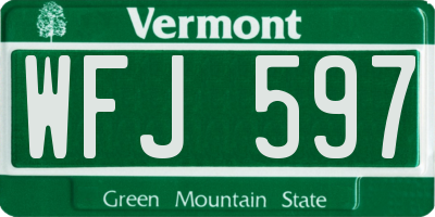 VT license plate WFJ597