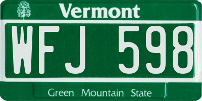 VT license plate WFJ598
