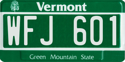 VT license plate WFJ601