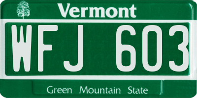 VT license plate WFJ603