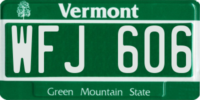 VT license plate WFJ606
