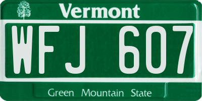 VT license plate WFJ607