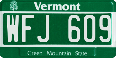 VT license plate WFJ609