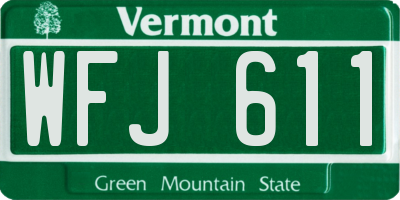 VT license plate WFJ611