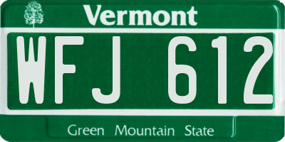 VT license plate WFJ612