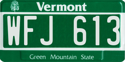 VT license plate WFJ613