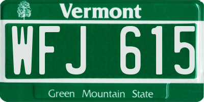 VT license plate WFJ615