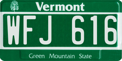 VT license plate WFJ616