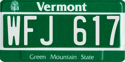 VT license plate WFJ617