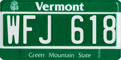 VT license plate WFJ618