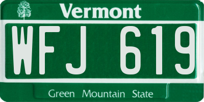 VT license plate WFJ619