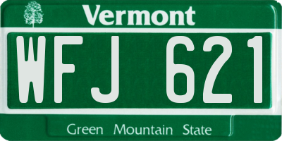 VT license plate WFJ621