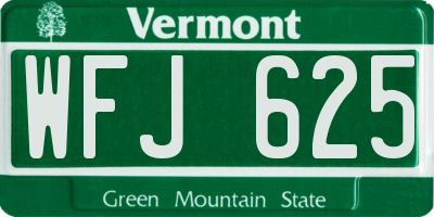 VT license plate WFJ625