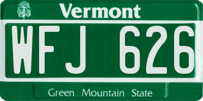 VT license plate WFJ626