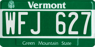 VT license plate WFJ627