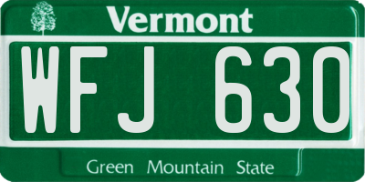 VT license plate WFJ630