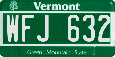 VT license plate WFJ632