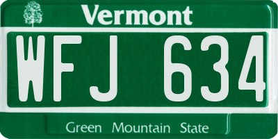 VT license plate WFJ634