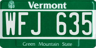 VT license plate WFJ635
