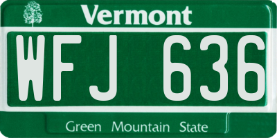 VT license plate WFJ636