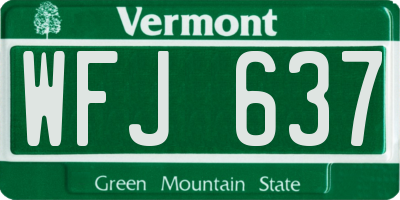 VT license plate WFJ637