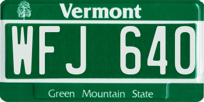 VT license plate WFJ640