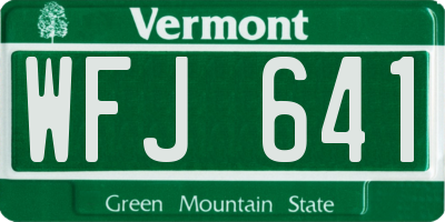 VT license plate WFJ641